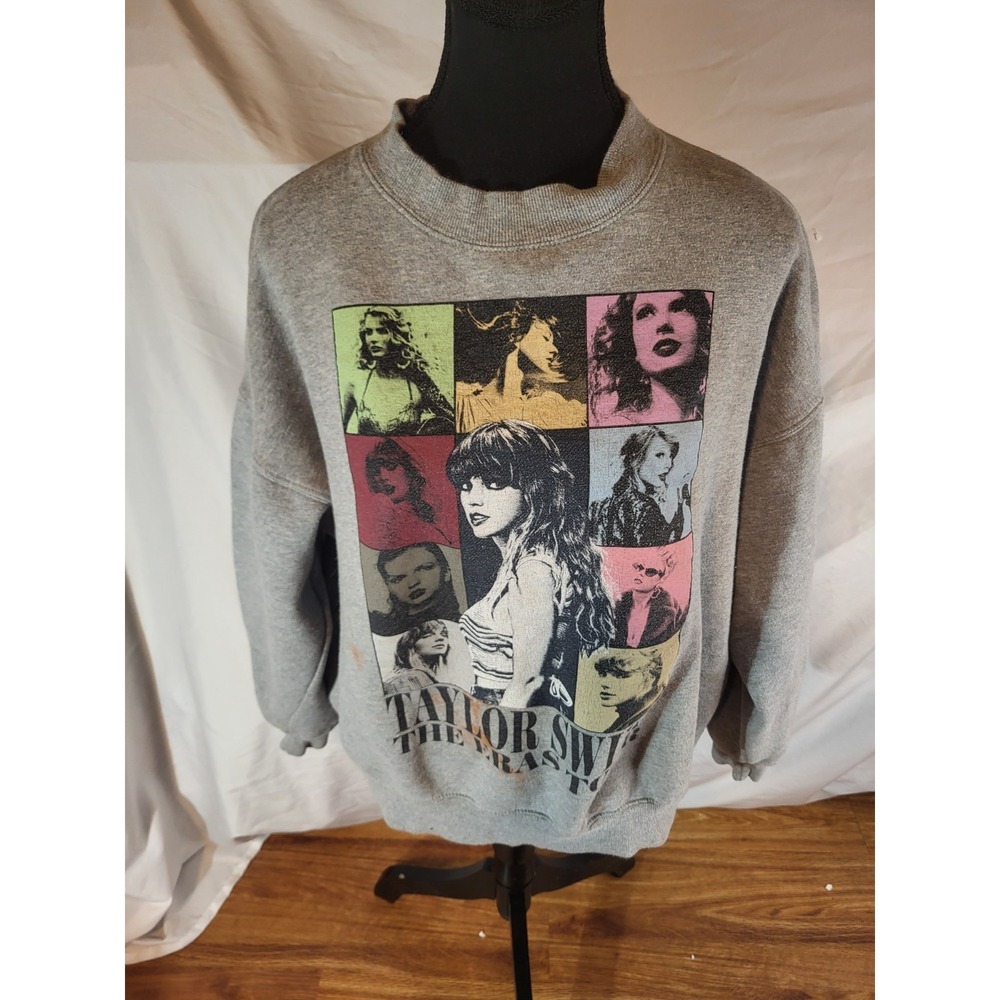 Taylor Swift The Eras Tour Gray Crew Neck‎ Sweatshirt Read